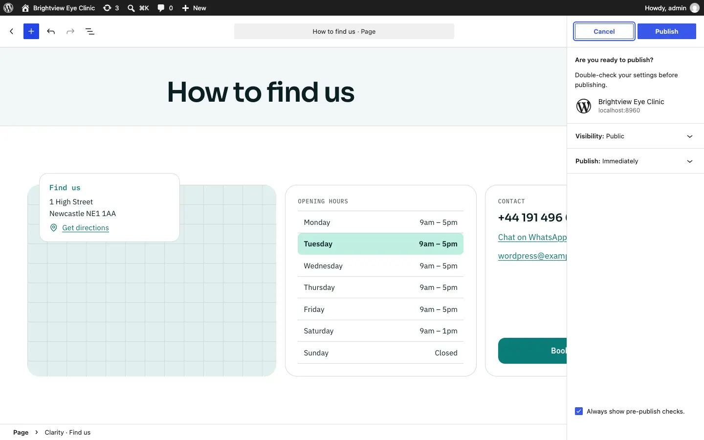 The Are you ready to publish? panel, with Visibility Public and Publish Immediately, and Publish and Cancel buttons