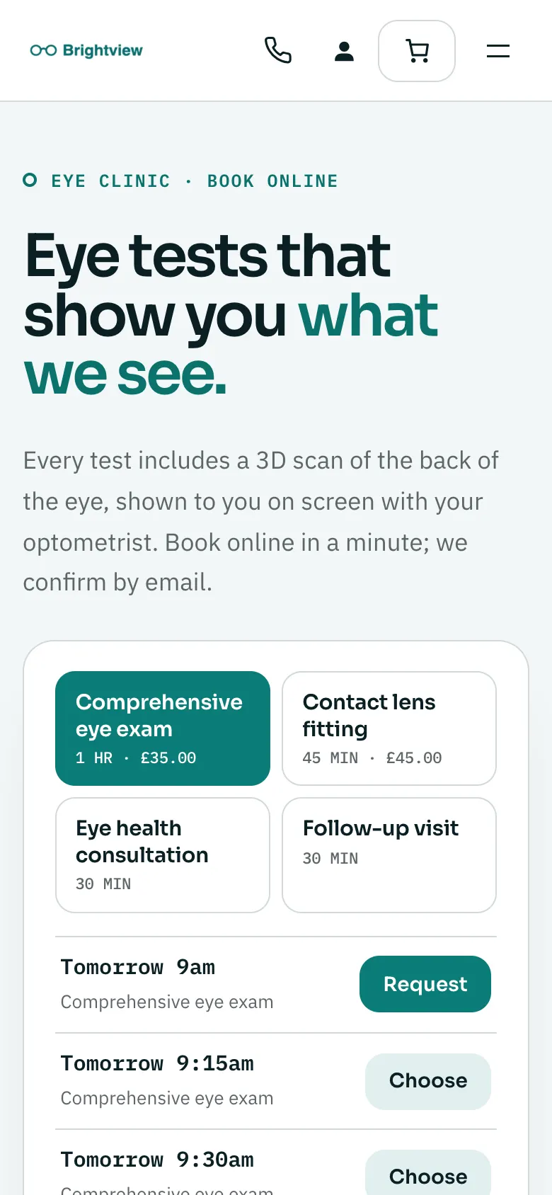 The sample Events home page on a phone, with the logo at the top left, a menu button at the top right, and the large heading below