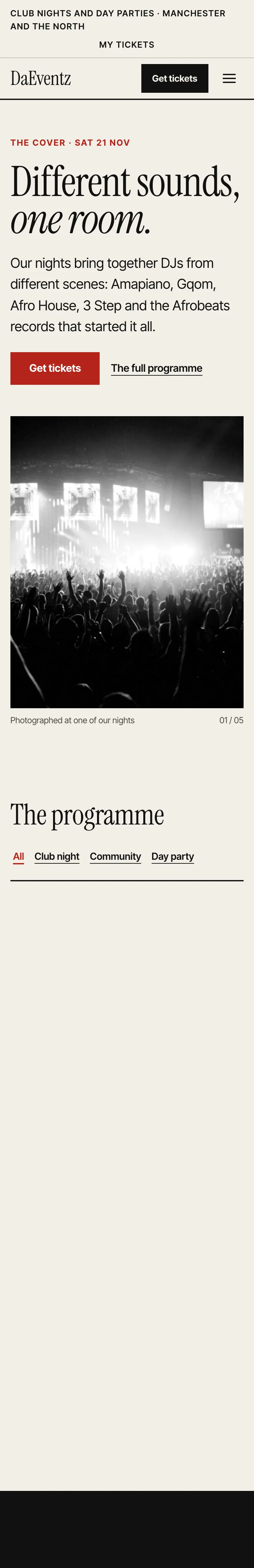 The Culture home page on a phone: the masthead, the serif headline and the photo stacked