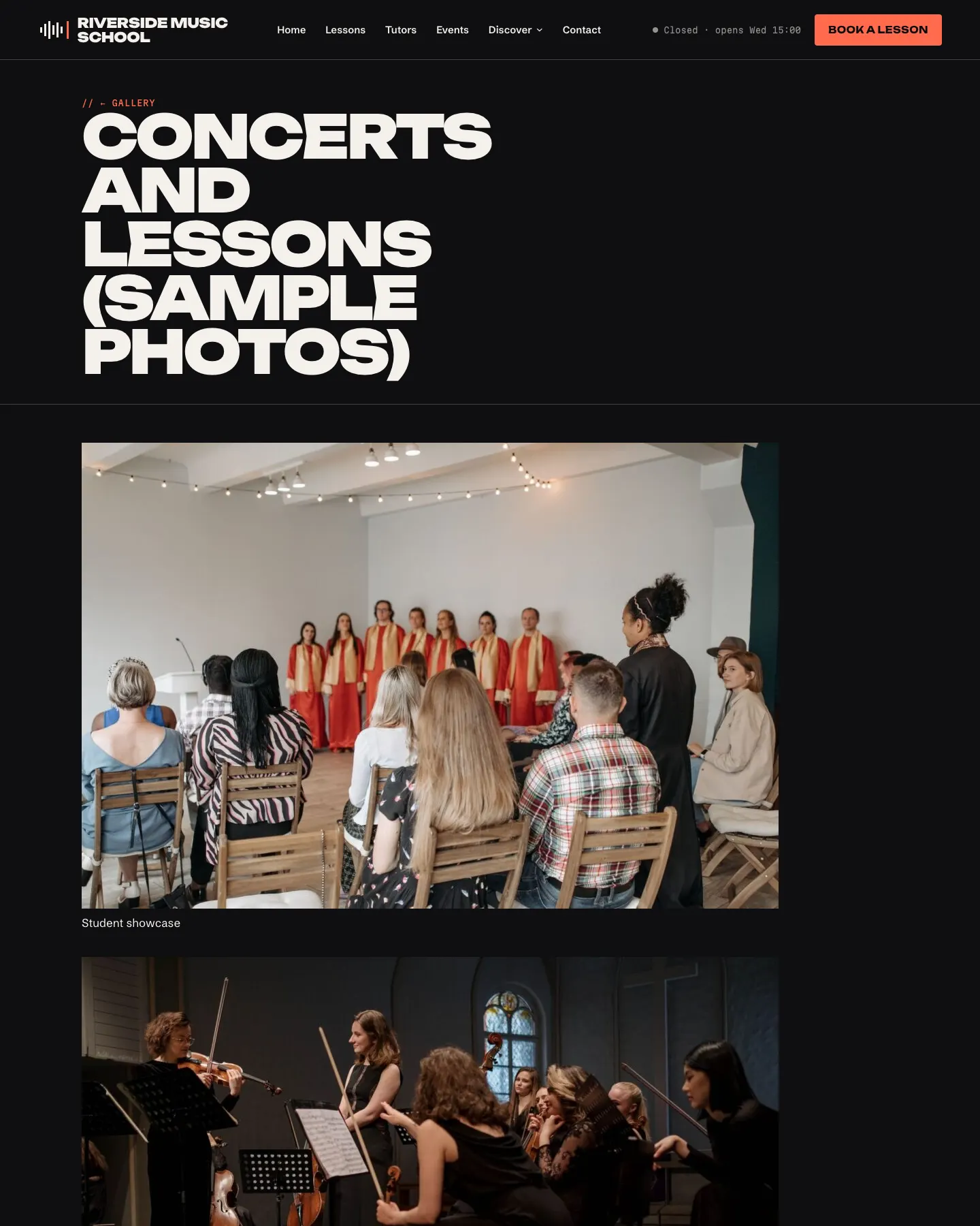 An album's own page with its photos in a grid
