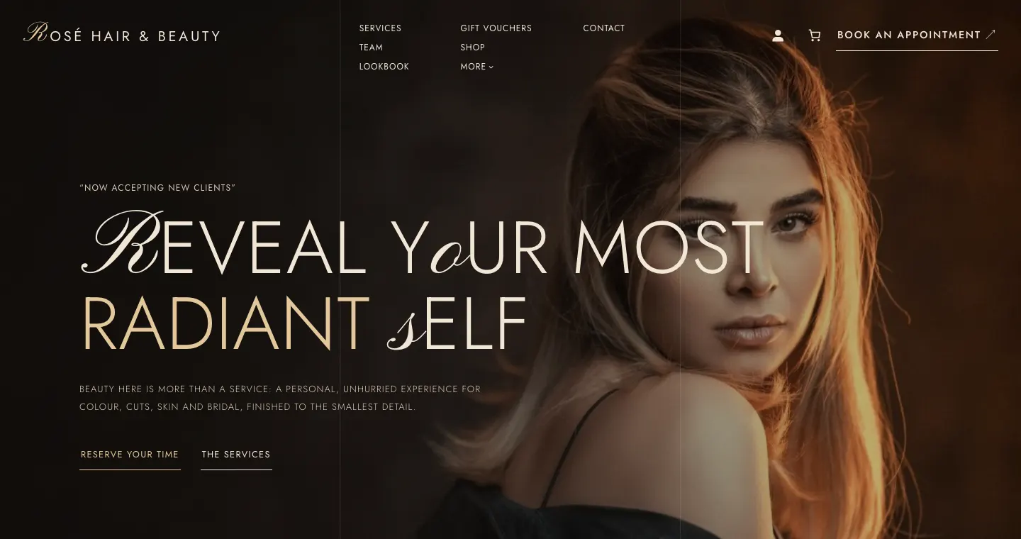 The top of the Luxe home page in the Ivory light palette, a light version of the design