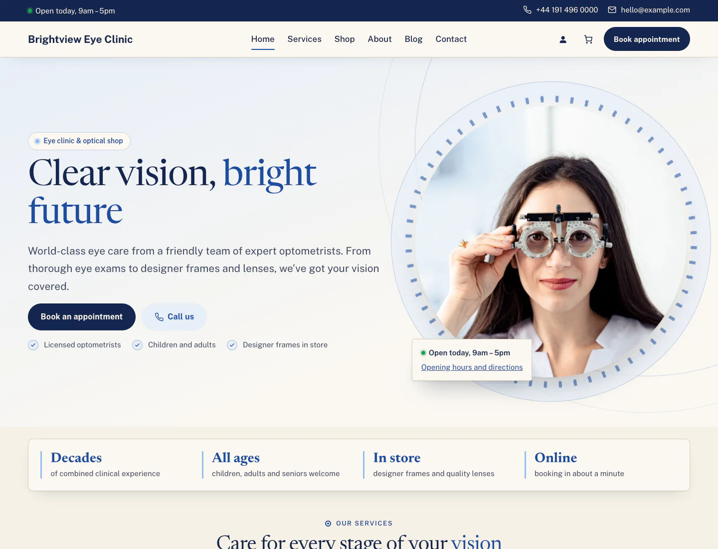Gradespace Clinic home page in the Editorial design